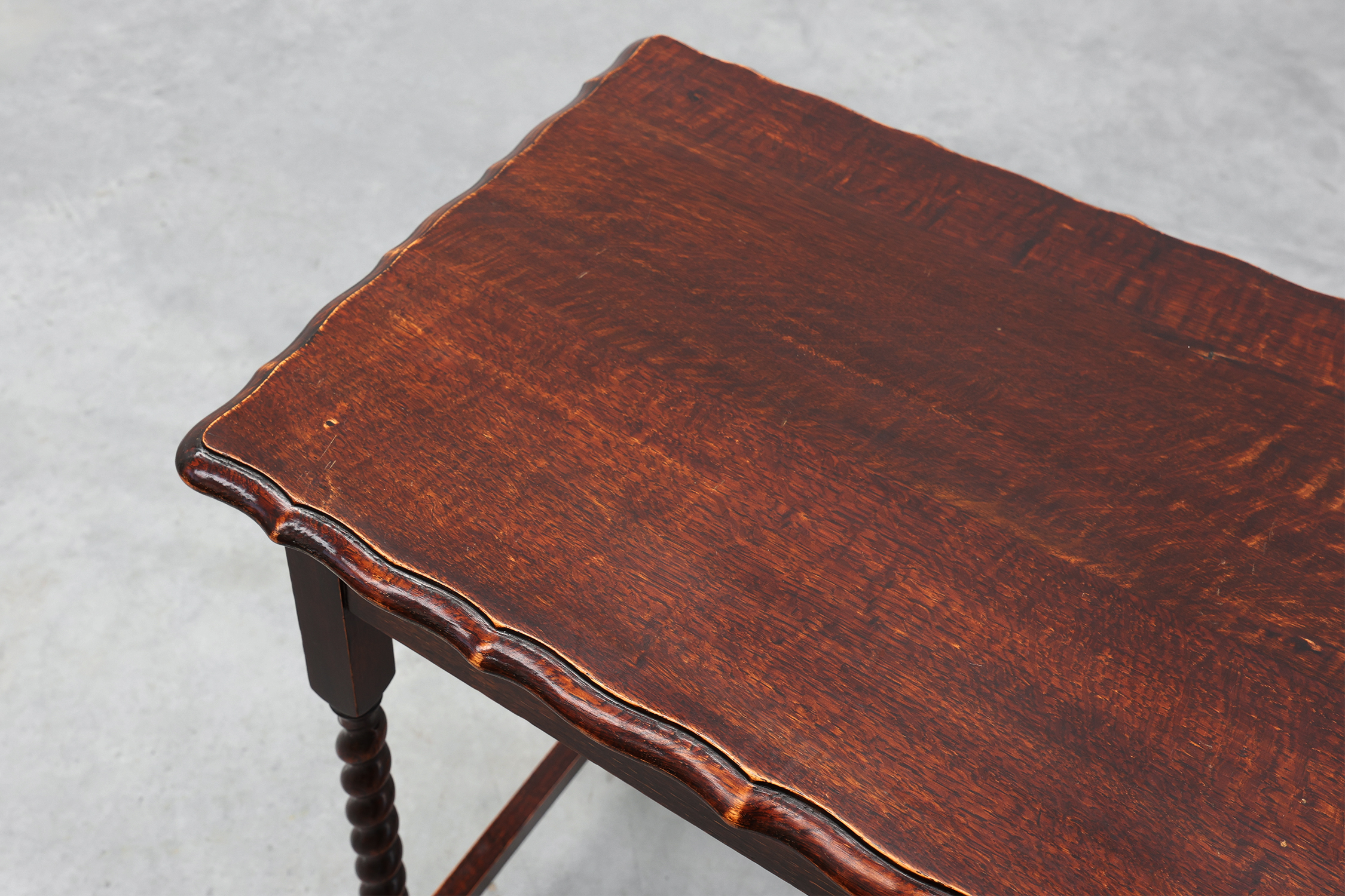 English Oak Barley Twist Side Table with Shaped Top, circa 1900thumbnail